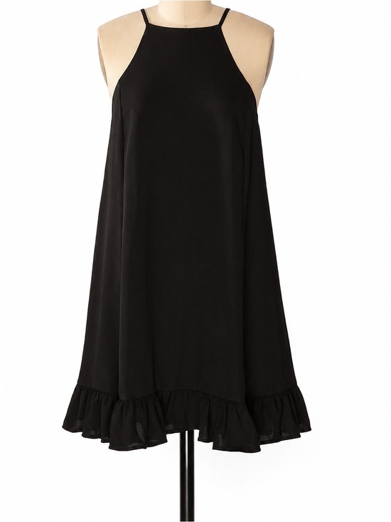 After Market Dresses & Skirts - Sleeveless Black Ruffle-Hem Mini Dress